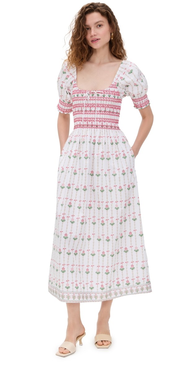 Hill House Home The Madeline Nap Dress Trailing Fern/White Multi