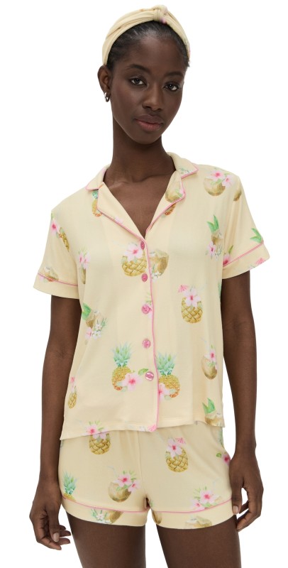 PJ Salvage Aloha Hour 3 Piece PJ Set Pineapple