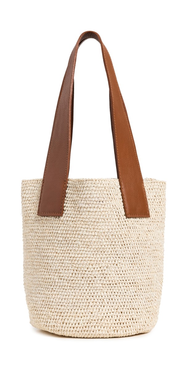 Sensi Studio Mini El Viajero Woven Straw Bag Natural Straw/Camel Leather