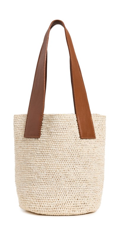 Sensi Studio Mini El Viajero Woven Straw Bag Natural Straw/Camel Leather