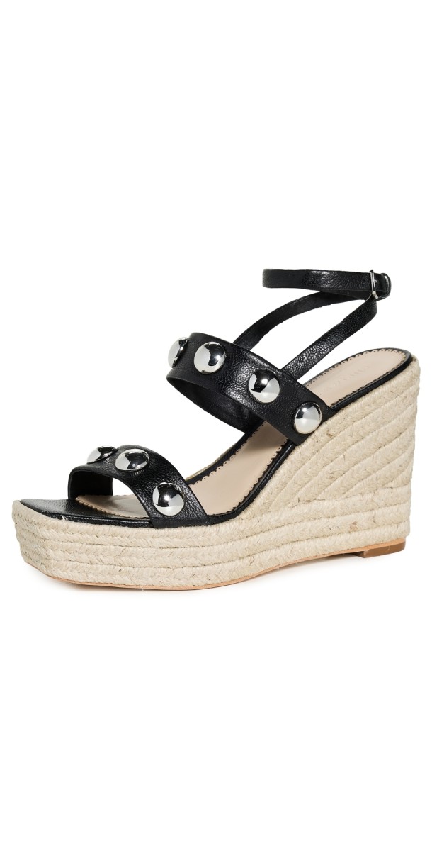 Cinq à Sept Georgia Studded Wedge Espadrilles Black