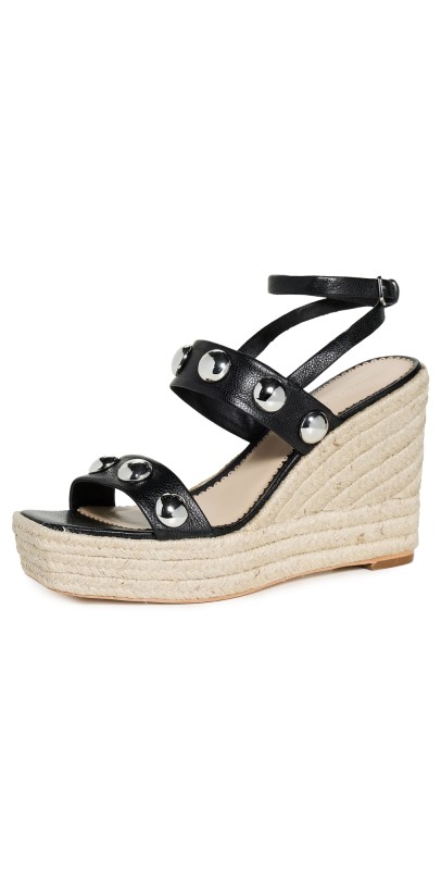 Cinq à Sept Georgia Studded Wedge Espadrilles Black