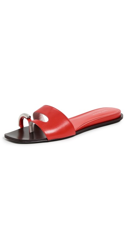 Tory Burch Pierced Slides Blazing Red/Silver