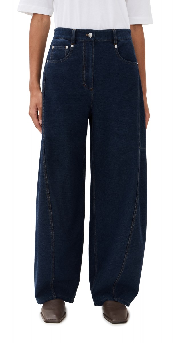Tibi Indigo Barre Denim Knit Sid Jeans Indigo
