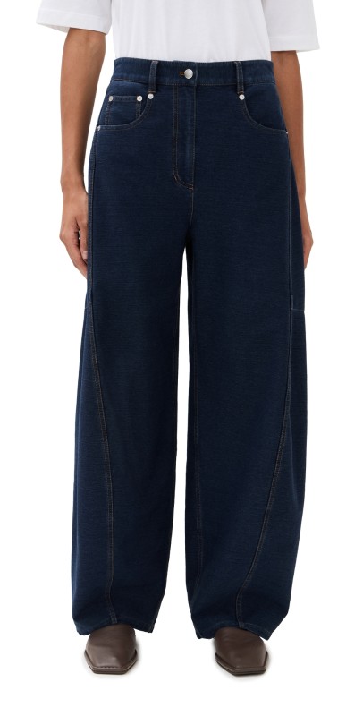 Tibi Indigo Barre Denim Knit Sid Jeans Indigo
