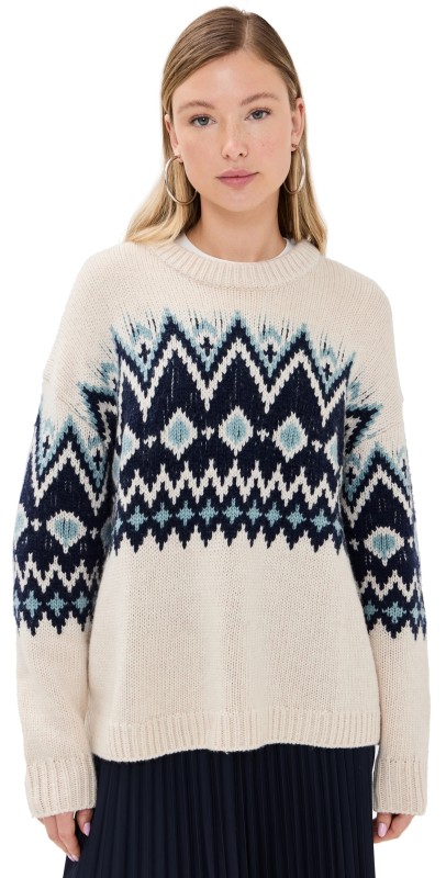 STAUD Moritz Sweater Oatmeal Multi Fair Isle