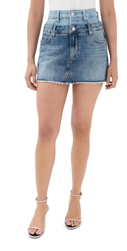SIMKHAI Salix Double Waist Mini Skirt Catalina Trancoso