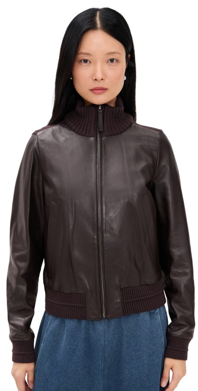 Proenza Schouler White Label Elenora Jacket In Lightweight Leather Chocolate