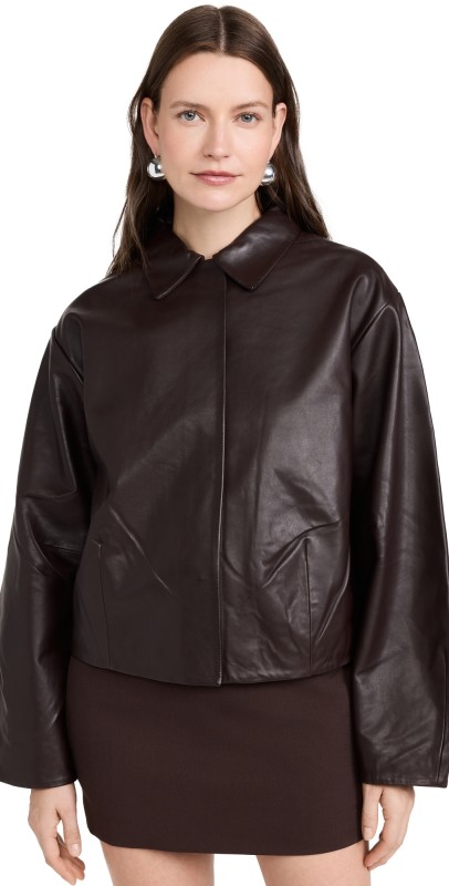 St. Agni Cocoon Leather Jacket Chocolate