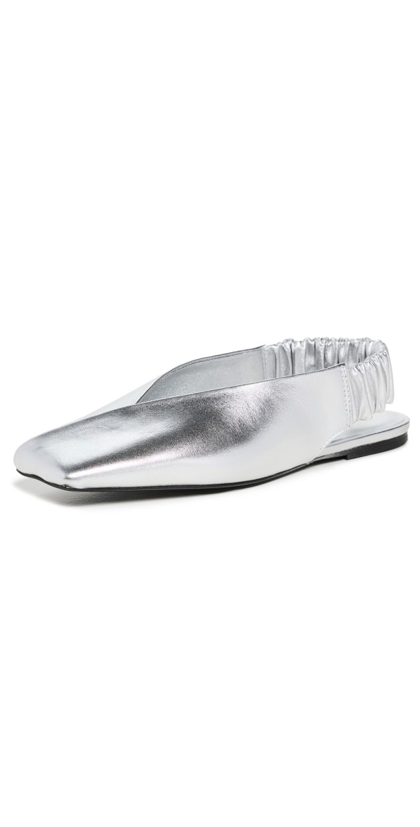 St. Agni Envelope Sling Back Flats Silver