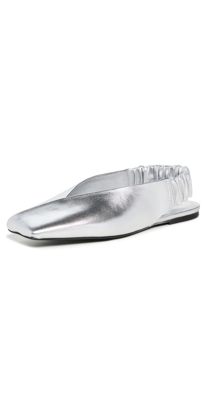 St. Agni Envelope Sling Back Flats Silver