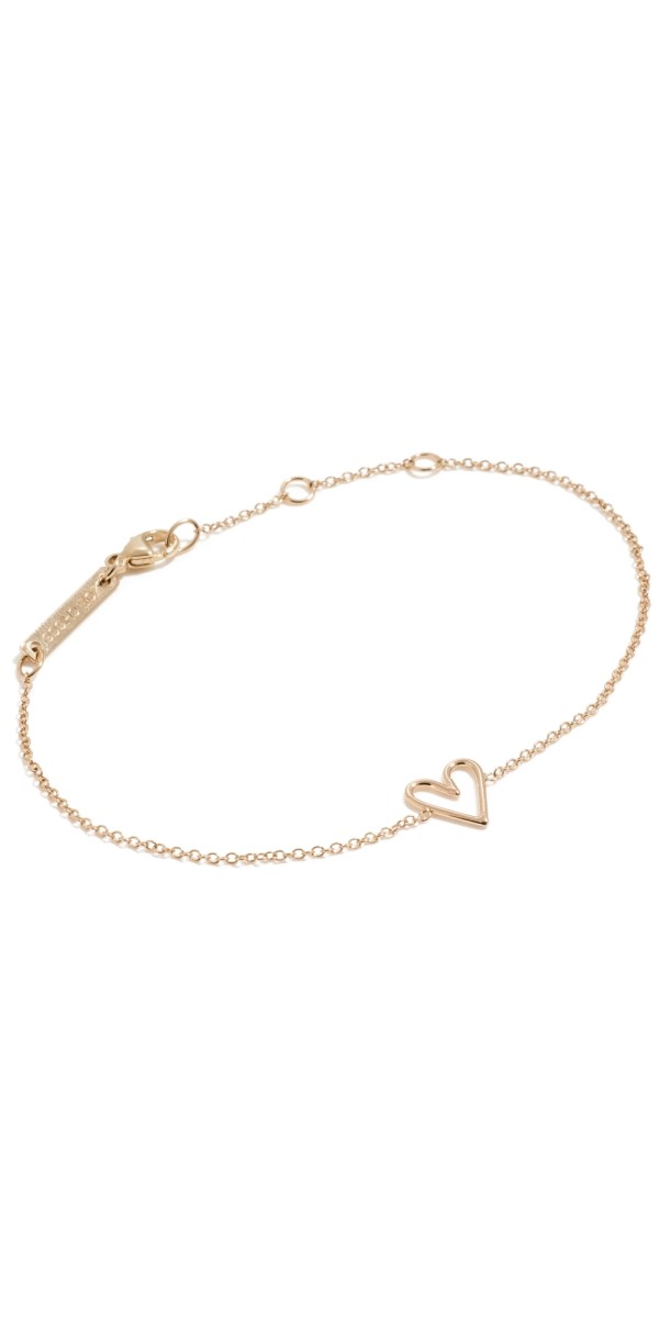 Zoe Chicco 14k Gold Tiny Open Heart Bracelet 14k Yellow Gold