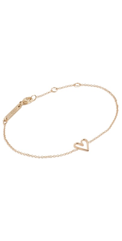 Zoe Chicco 14k Gold Tiny Open Heart Bracelet 14k Yellow Gold