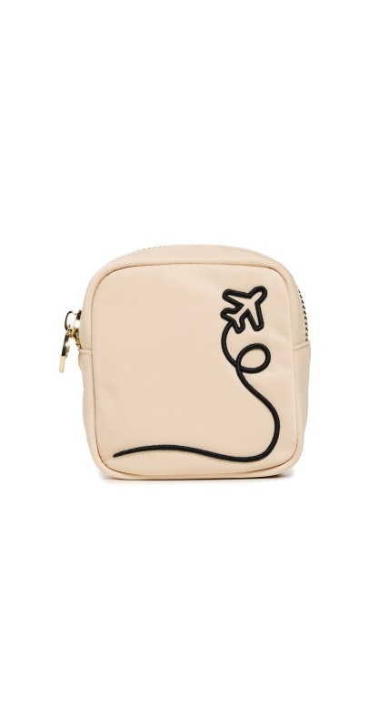 Stoney Clover Lane Airplane Embroidered Mini Pouch Sand