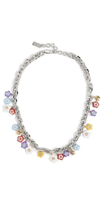 Marc Jacobs Wild Daisy Charm Necklace Silver Mult
