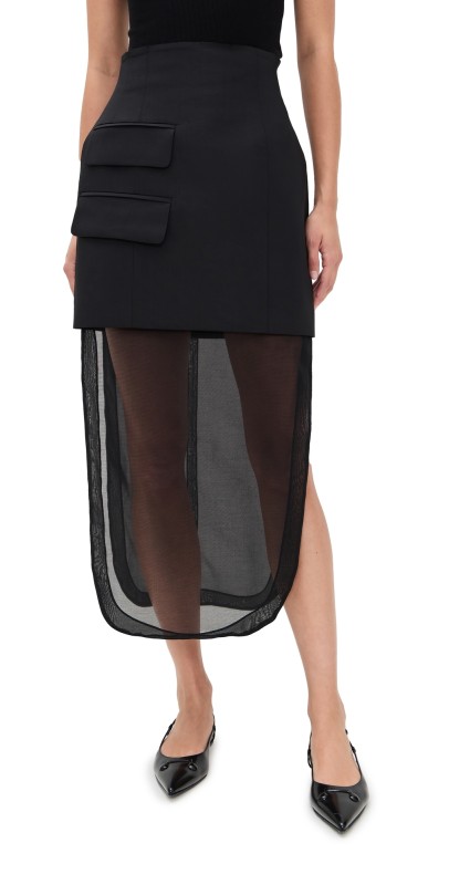 A. W.A. K.E. MODE Basque Skirt with Organza Layer Black