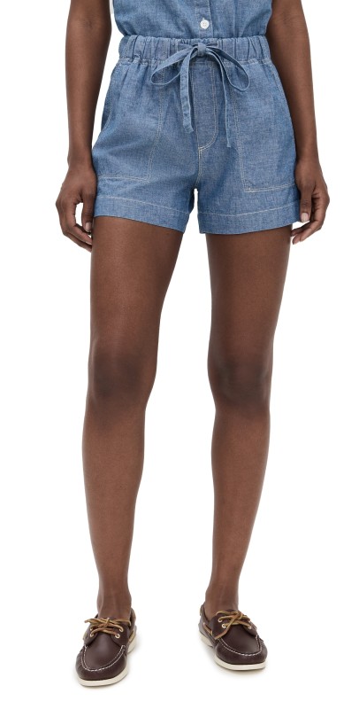 Alex Mill Montauk Pull On Shorts In Chambray Chambray Rinse Wash