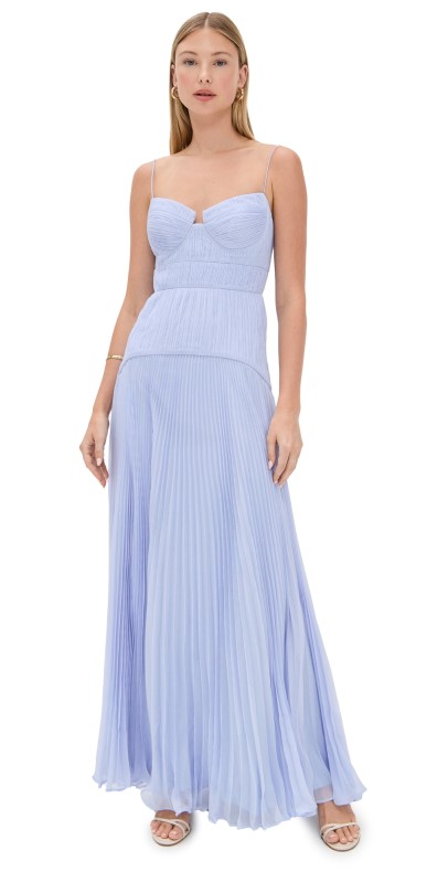 AMUR Saylor Pleated Gown Rain Cloud