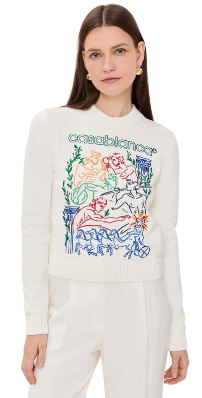 Casablanca Embroidered Sweater White