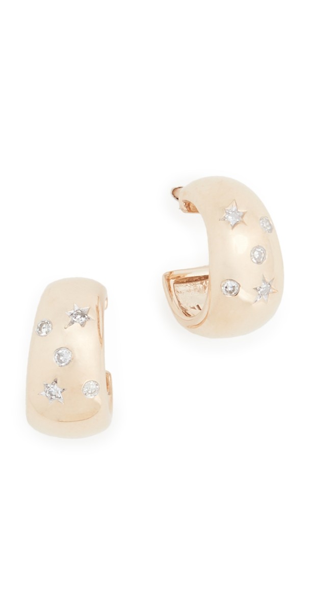 Adina Reyter 14k Celestial Diamonds Wide Huggie Hoops Yellow