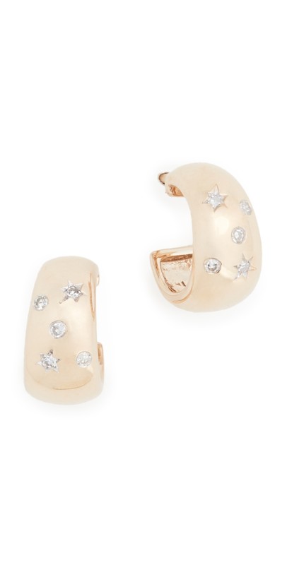 Adina Reyter 14k Celestial Diamonds Wide Huggie Hoops Yellow