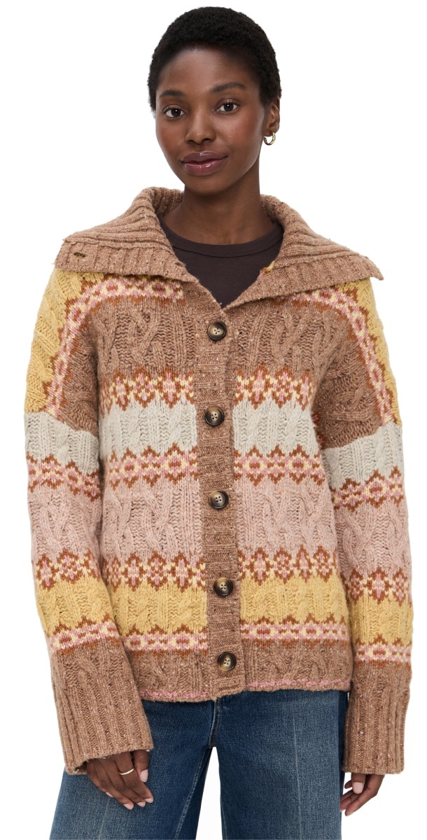 Faherty Highland Fairisle Cardigan Lakeside Fair Isle Haze