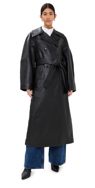 Róhe Leather Trench Coat Black