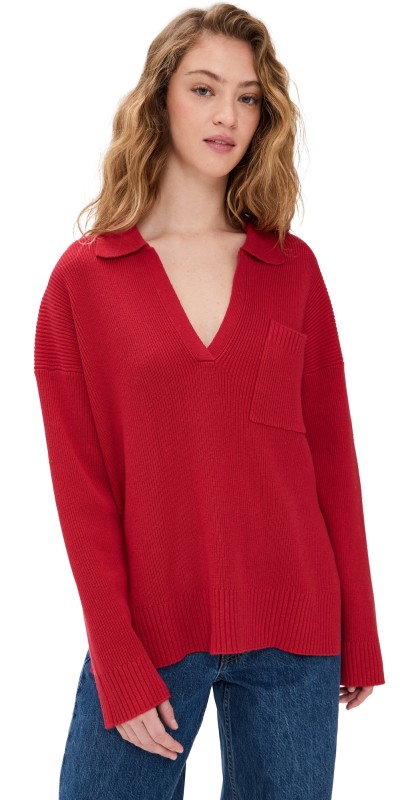 Splendid Kristen Polo Sweater Ruby