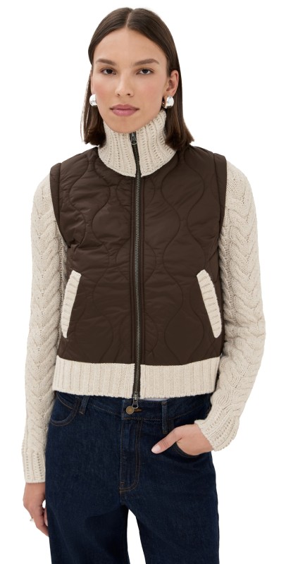 Veronica Beard Patra Mixed Media Jacket Mocha/Heathered Sand