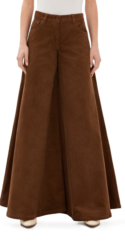 A. W.A. K.E. MODE Corduroy Wide Leg Pants Tan