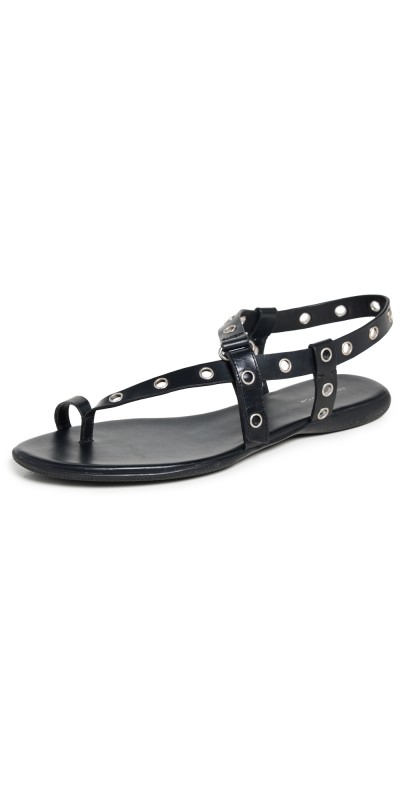 Tory Burch Eyelet Toe Ring Sandals Perfect Black/Silver