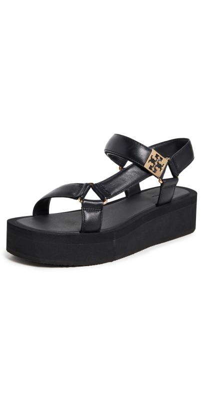 Tory Burch Mellow Platform Sandals Perfect Black/Gold