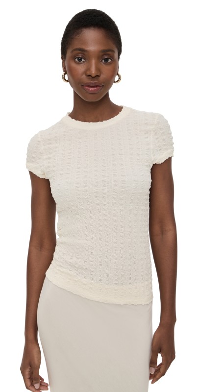 Enza Costa Puckered Cap Sleeve Vanilla