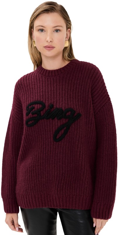 ANINE BING Sydney Crew Signature Sweater Zinfandel