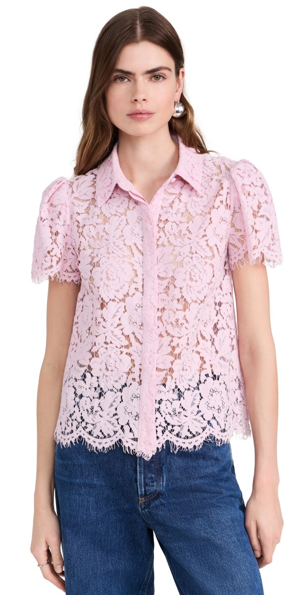 Generation Love Murphy Lace Shirt Powder Pink