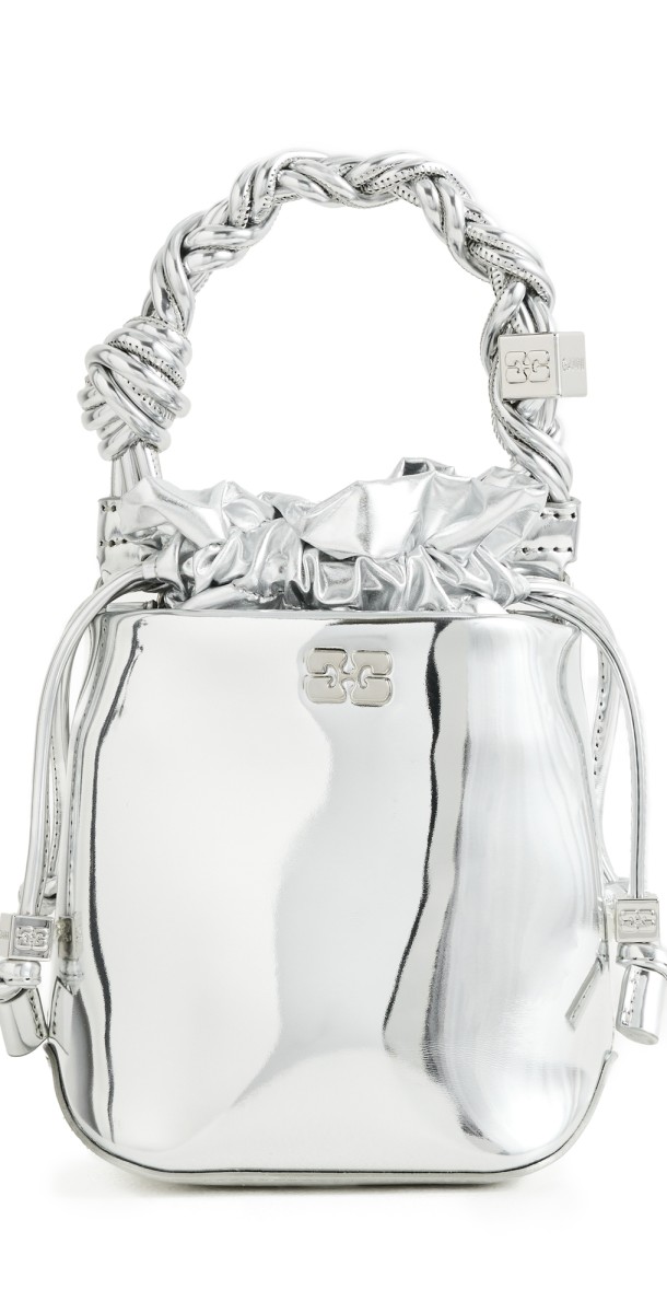GANNI Ganni Mini Specchio Bou Bucket Bag Silver