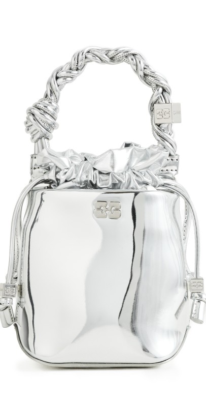 GANNI Ganni Mini Specchio Bou Bucket Bag Silver