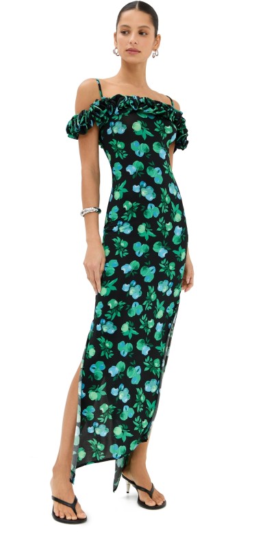 Coperni Ruffle Dress Print/Blue Apples