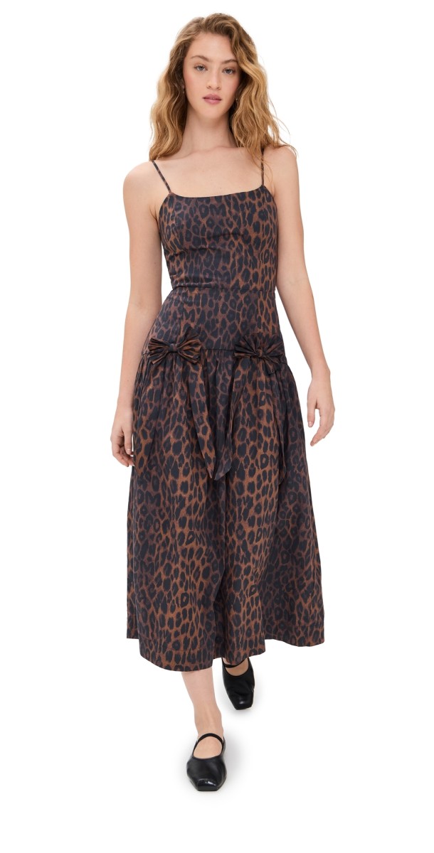 Damson Madder Persephone Midi Dress Dark Leopard