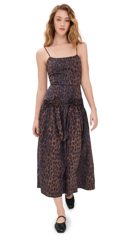 Damson Madder Persephone Midi Dress Dark Leopard