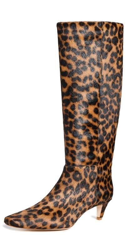 Reformation Remy Knee Boots Leopard Haircalf