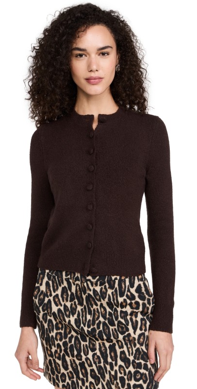Madewell Cozy Cotton Kensington Shrunken Cardigan Dark Carob