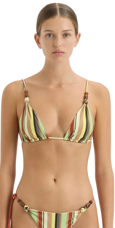 SIR. Poolside String Triangle Bikini Top Palm Stripe