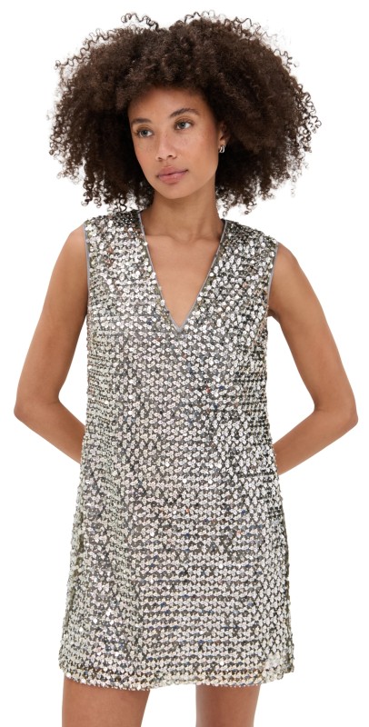 SIMONMILLER Fountain Sequin Dress Satellite Silver