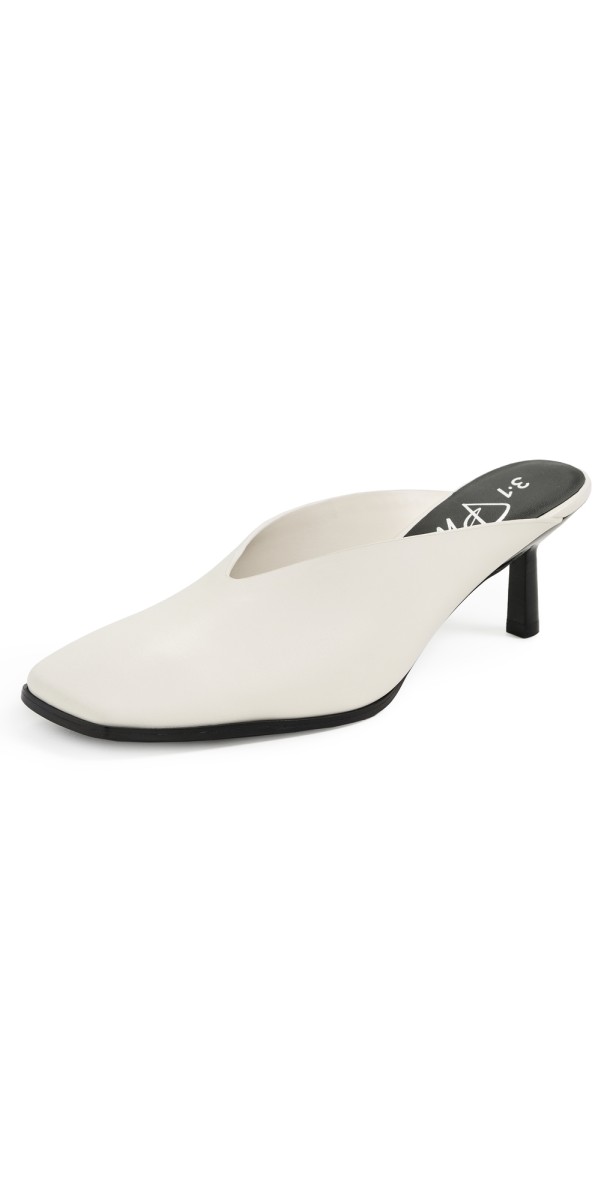 3.1 Phillip Lim Id Mules Teardrop Heels Ant. White