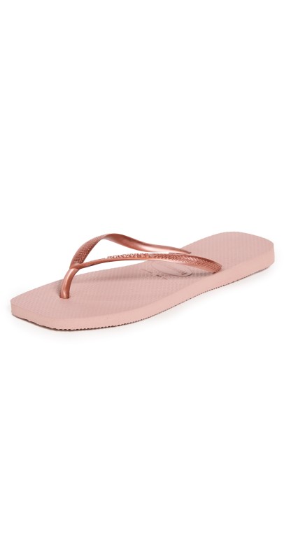 Havaianas Slim Square Solid Flip Flops Crocus Rose