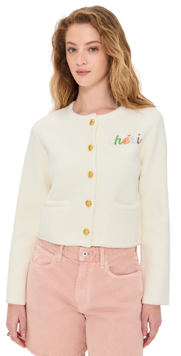 endless rose Cheri Beaded Cardigan Ivory
