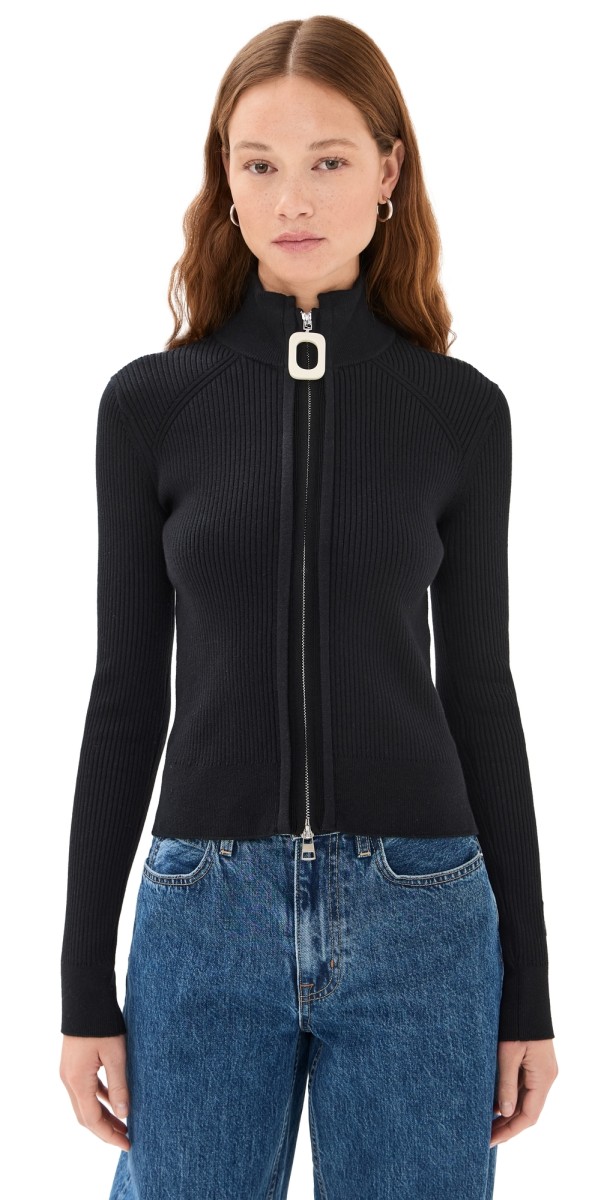 JW Anderson Fitted Zip Up Cardigan Black
