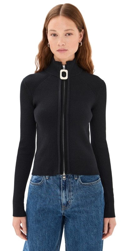 JW Anderson Fitted Zip Up Cardigan Black