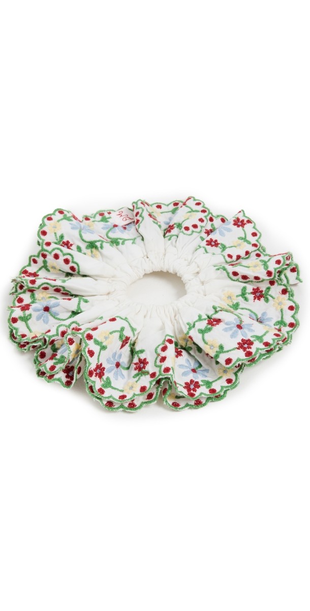 Damson Madder Lulu Embroidered Scrunchie Whit